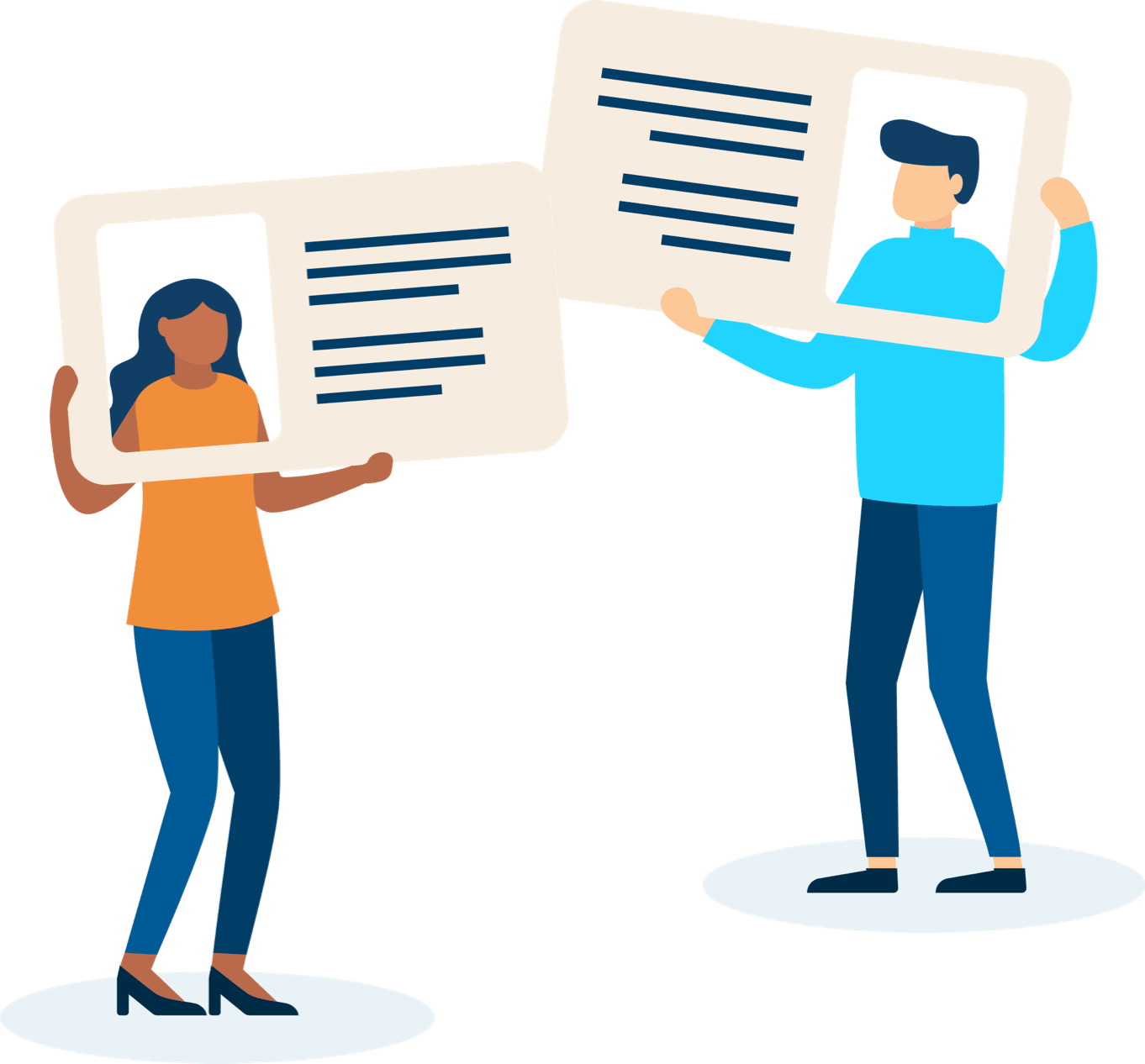 Depiction of a Man and Woman Holding An Identification Card