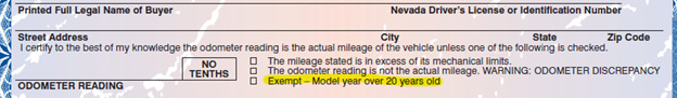 Odometer Section of Title