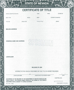 Nevada Title issued beginning in 1996