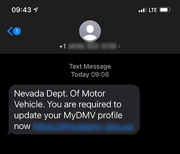 Screenshot of text scam