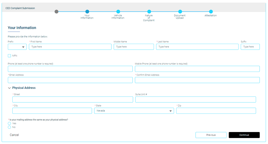 Complaint Form Screenshot